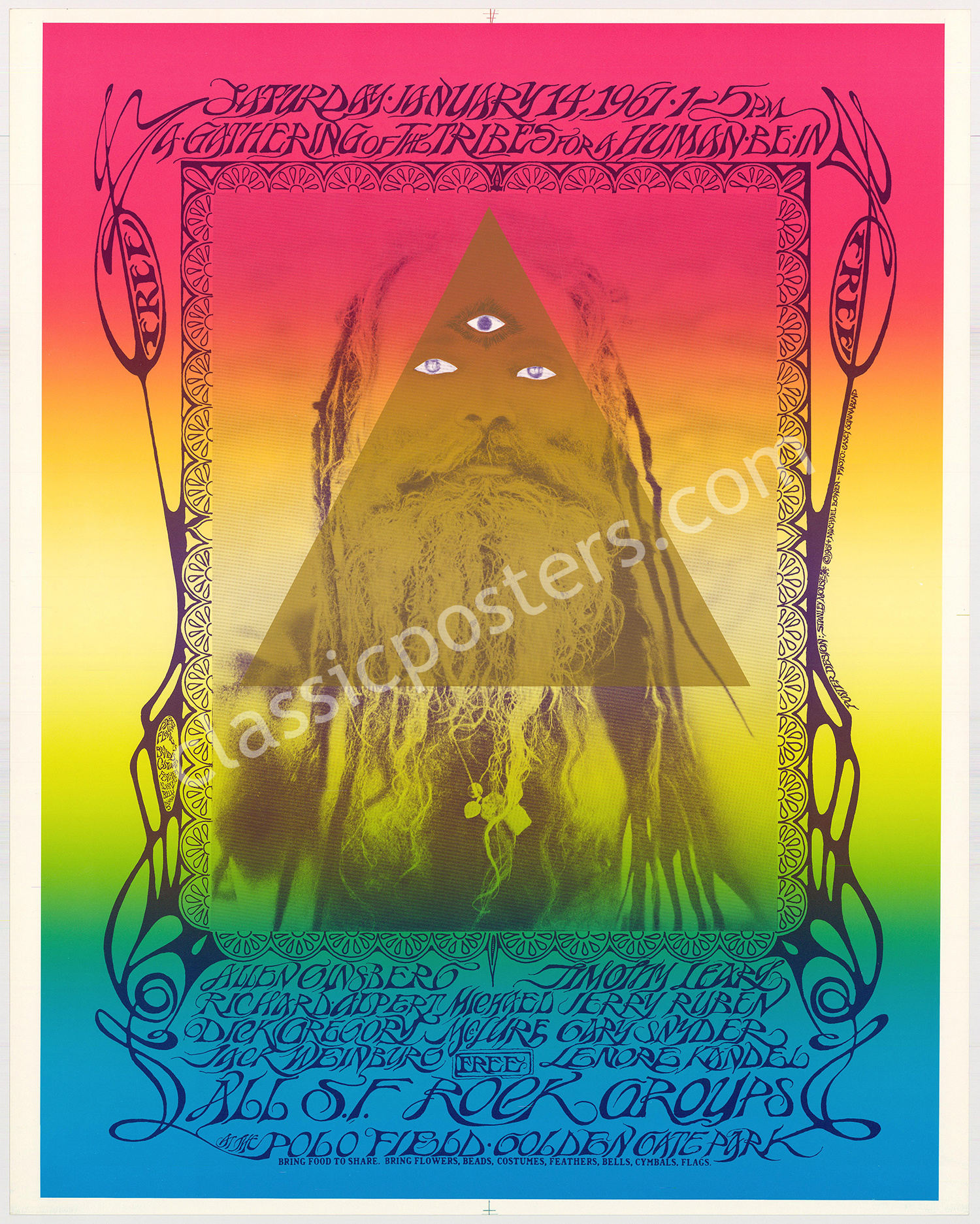 Beautiful Second Print AOR 2.217 Human Be-In Poster